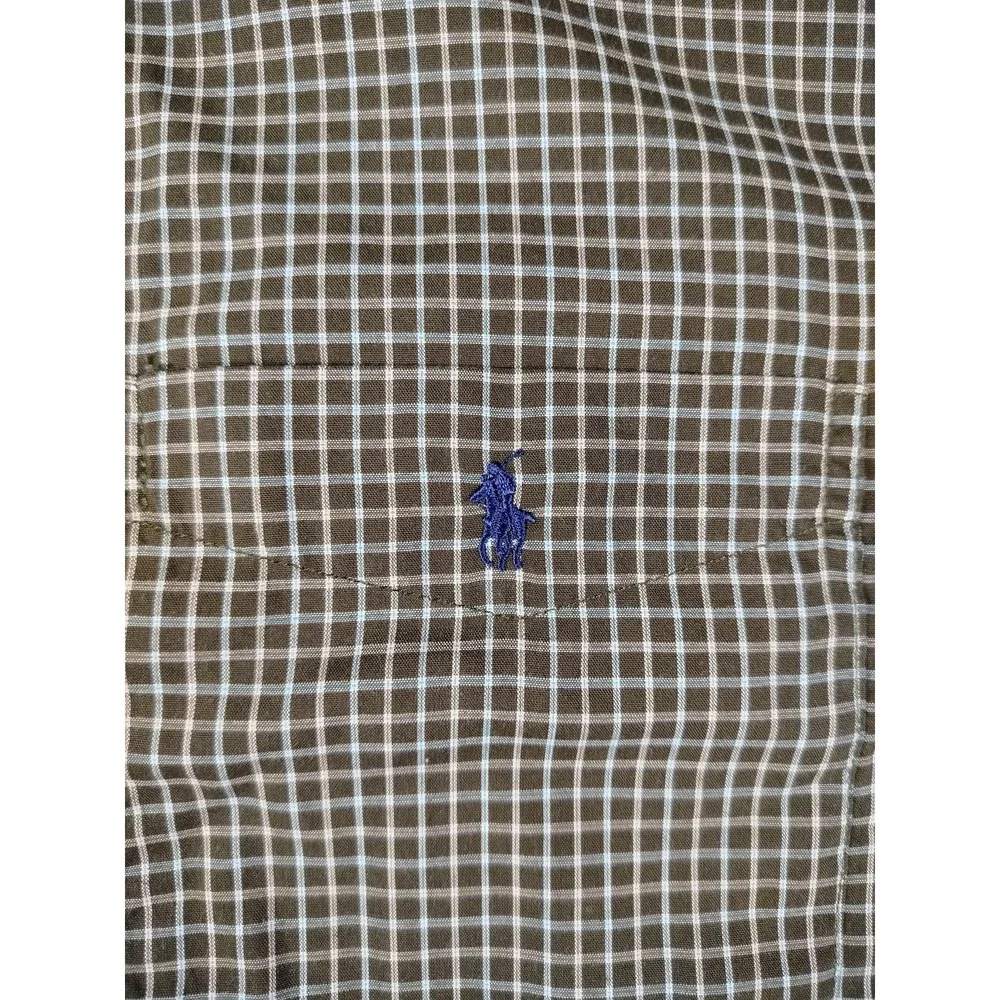 Polo Ralph Lauren Shirt Mens XL Brown Check Short Sleeve Button Down Casual